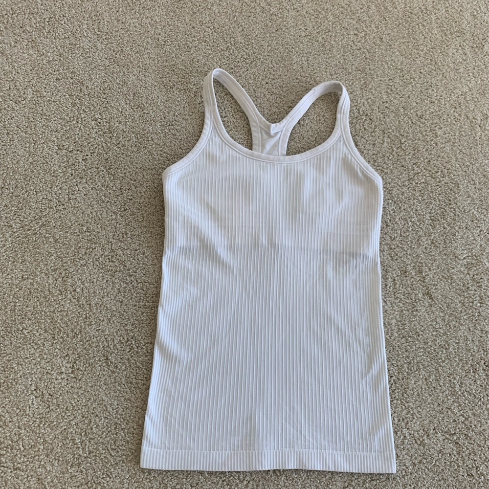 Lululemon Athletica White Ribbed Tank Top
